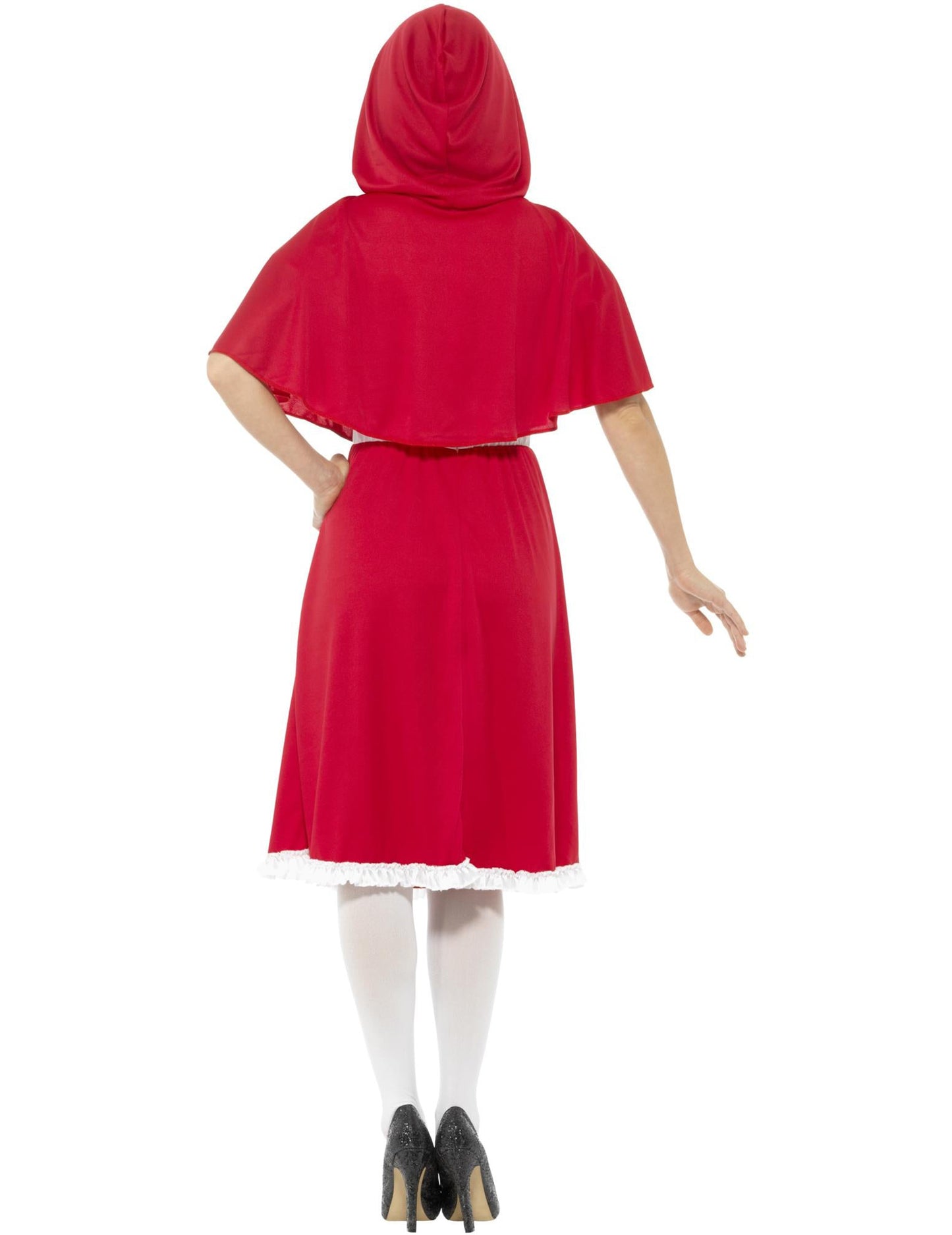 Vue de dos du déguisement chaperon rouge de conte pour femme