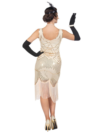 Női luxus bézs flitteres Charleston jelmez 