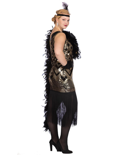Női fekete-arany flitteres luxus Charleston jelmez 