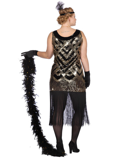 Női fekete-arany flitteres luxus Charleston jelmez 