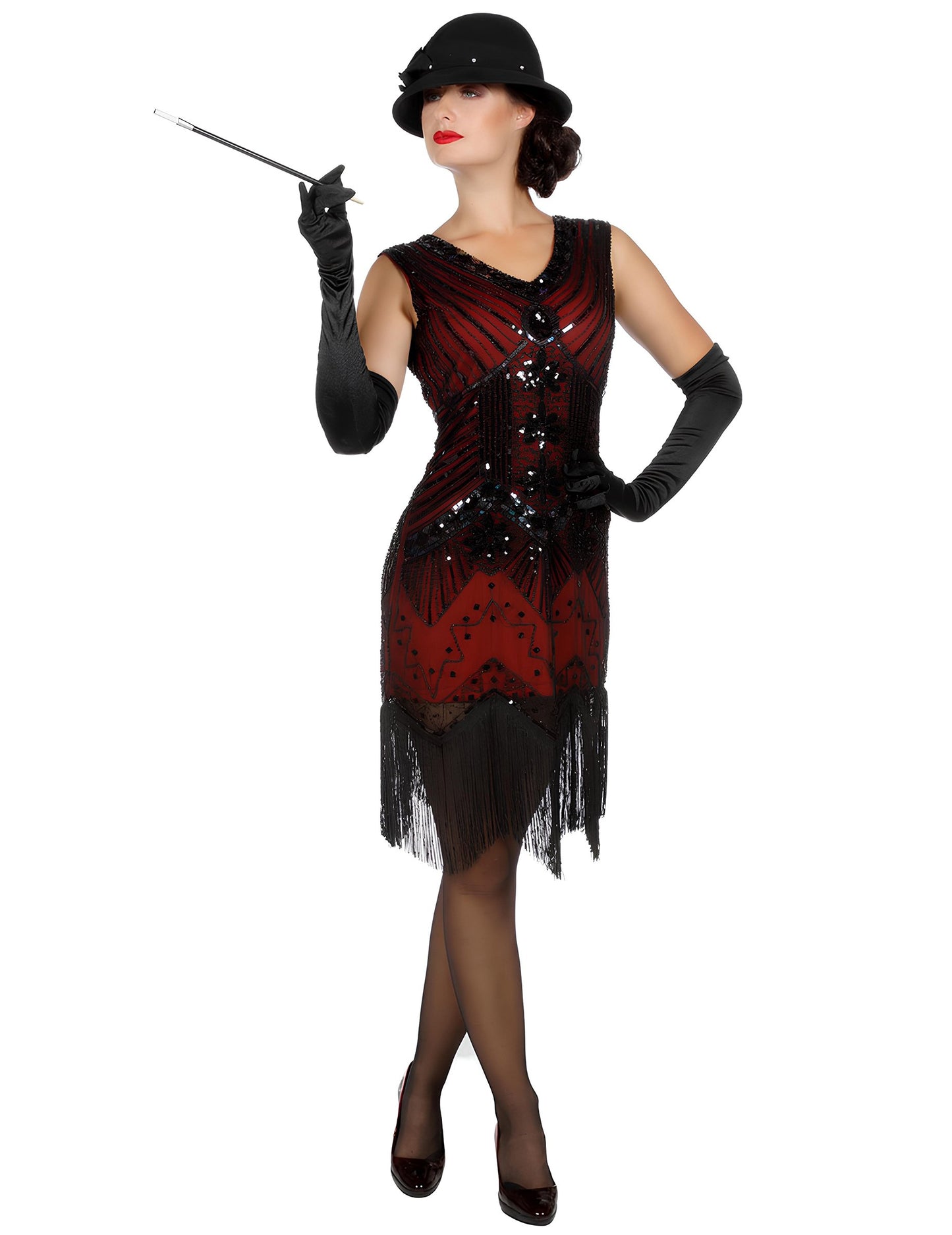 Női luxus piros flitteres Charleston jelmez 