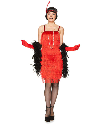 Déguisement charleston pour femme rouge à franges