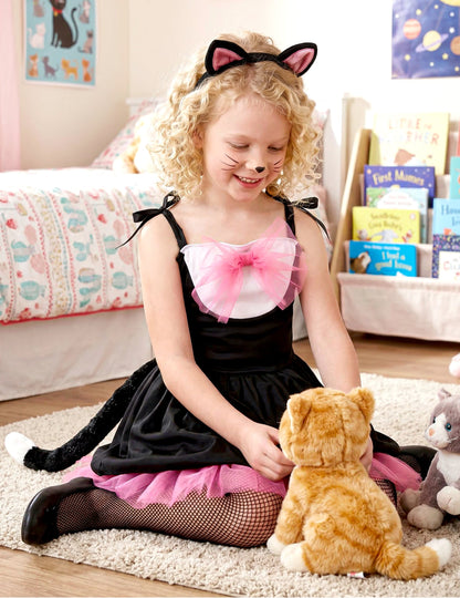 Vue assise du déguisement de chat pour fille