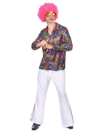 Chemise disco pour homme multicolore brillante