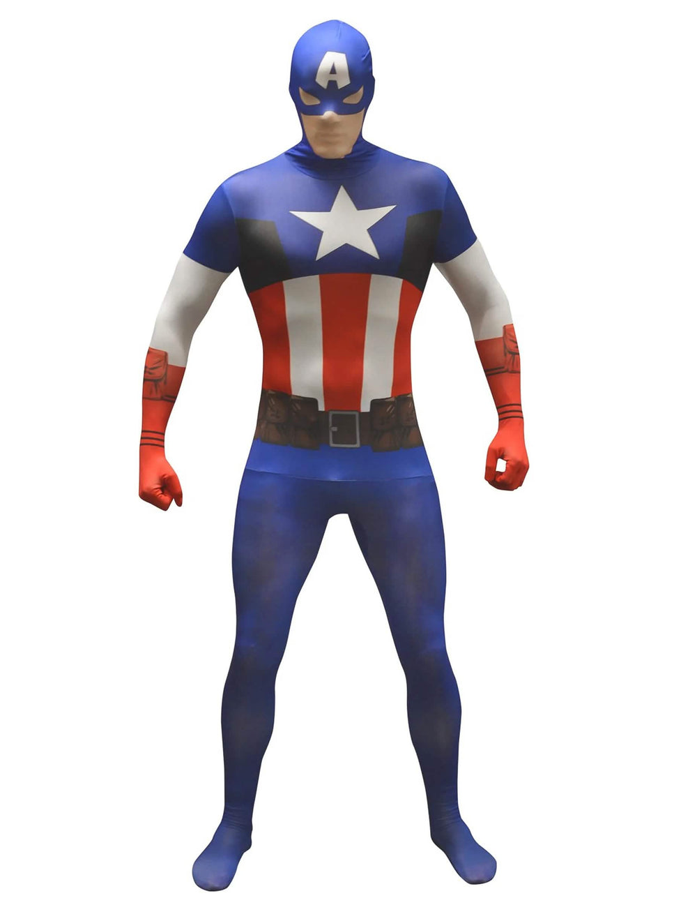 Elölnézet a klasszikus Captain America™ Morphsuits™ jelmezről