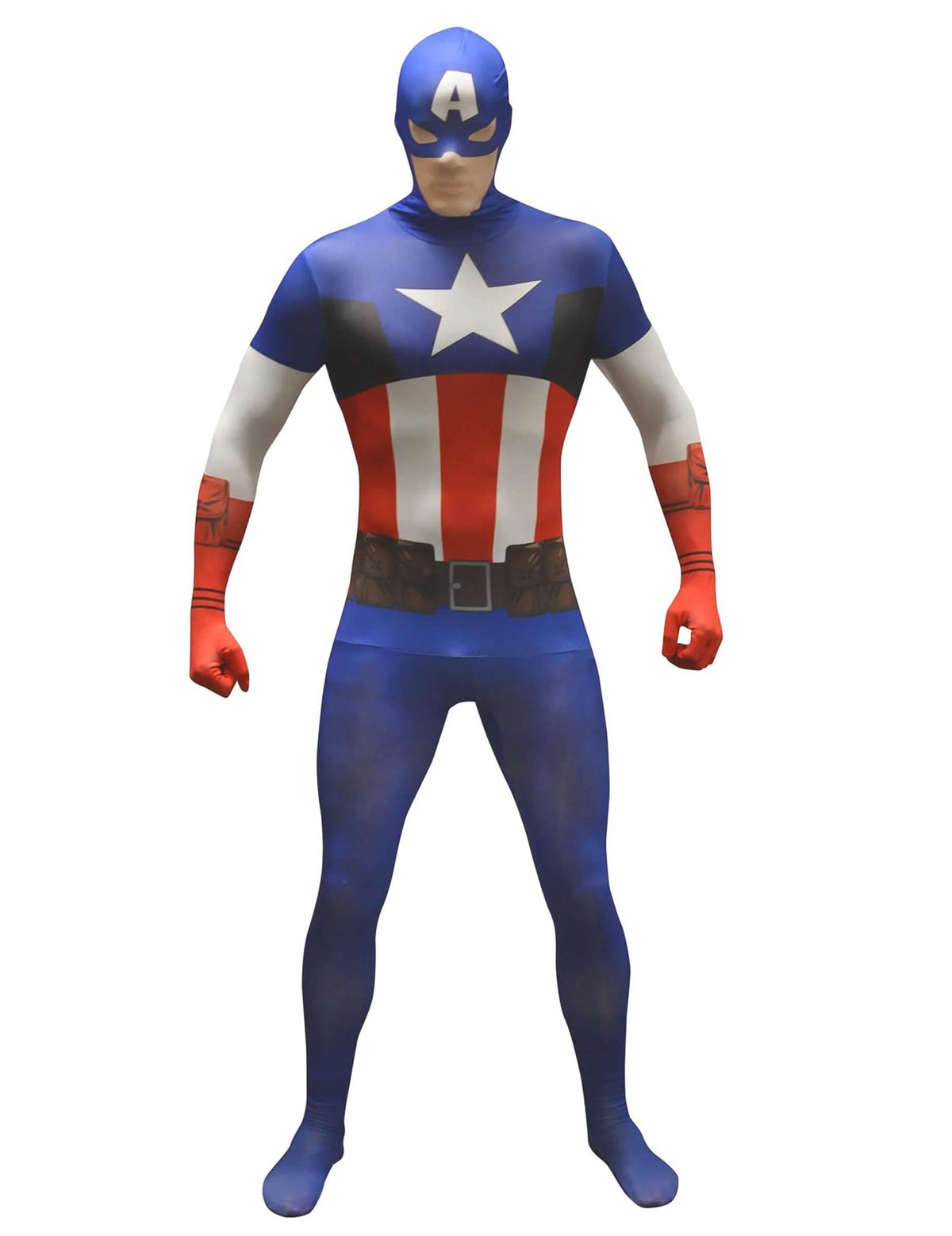 Elölnézet a klasszikus Captain America™ Morphsuits™ jelmezről