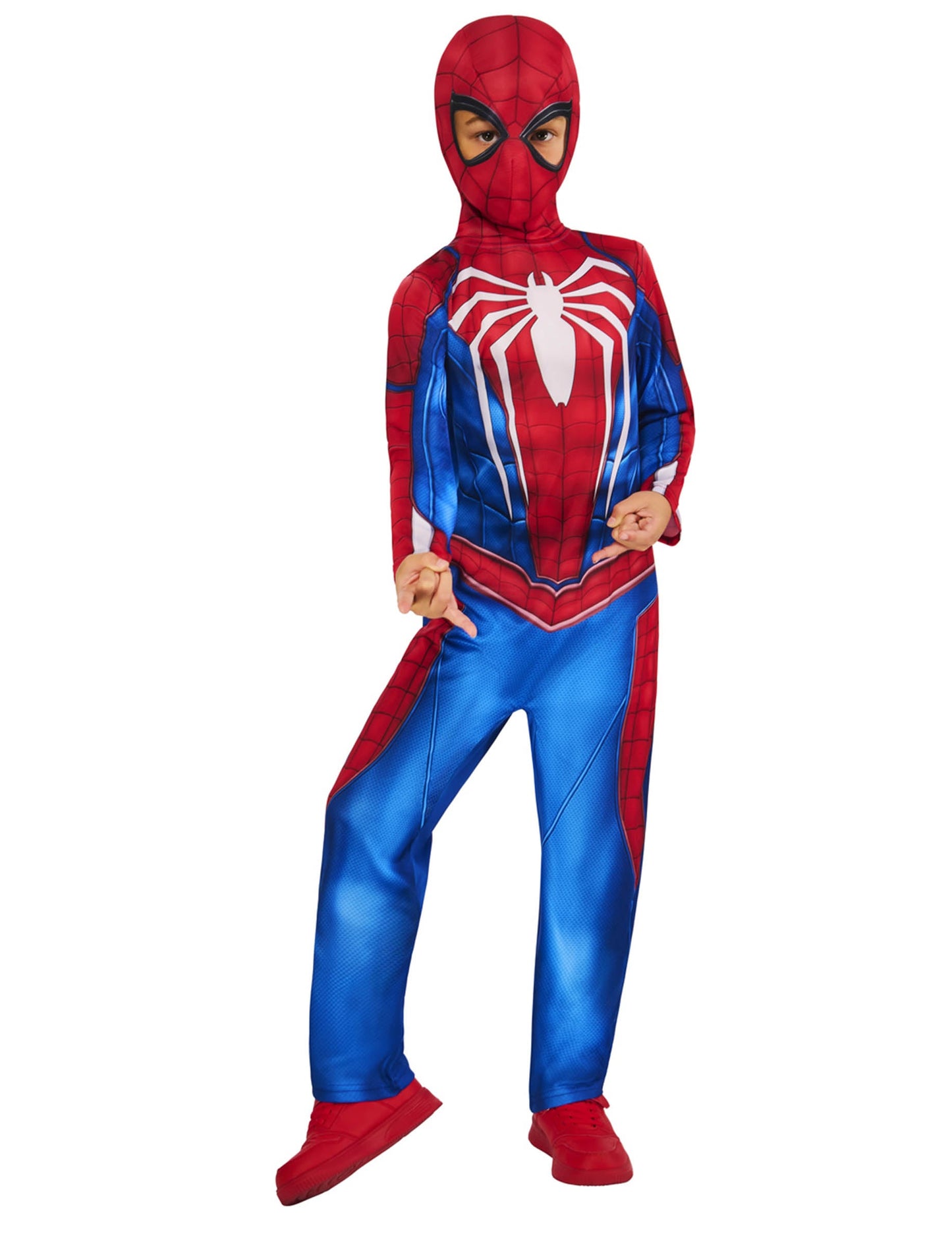 Pose dynamique du déguisement Spider-man gameverse pour enfant