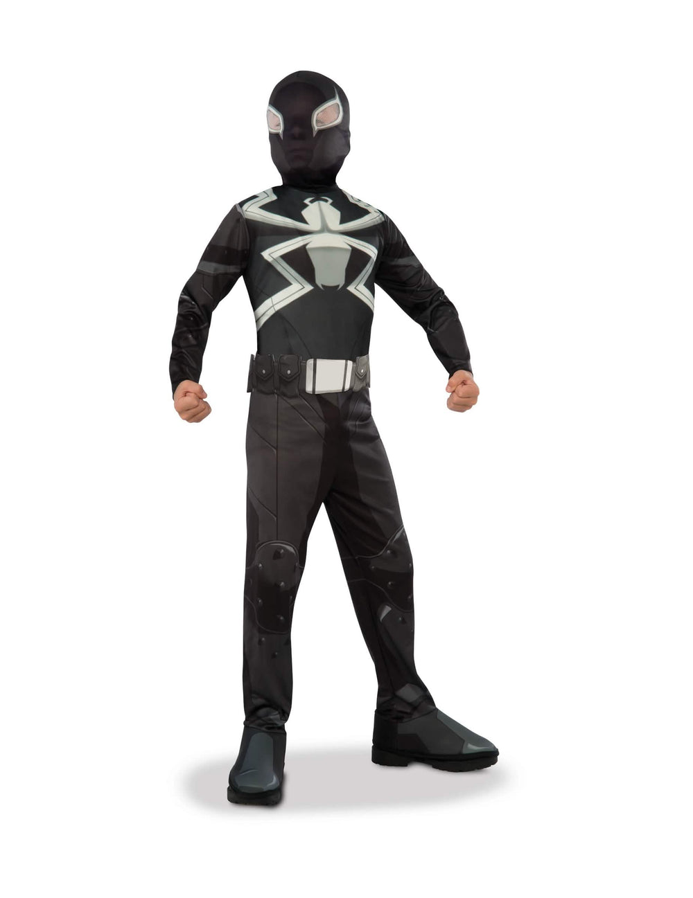 Klasszikus Venom™ fiú fekete jelmez fehér pók mintával