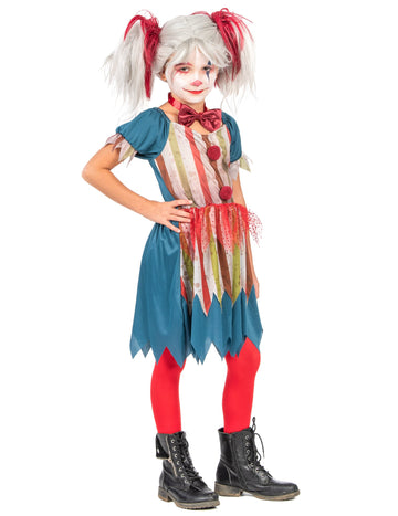 Halloween lány színes bohóc csaj álruhában