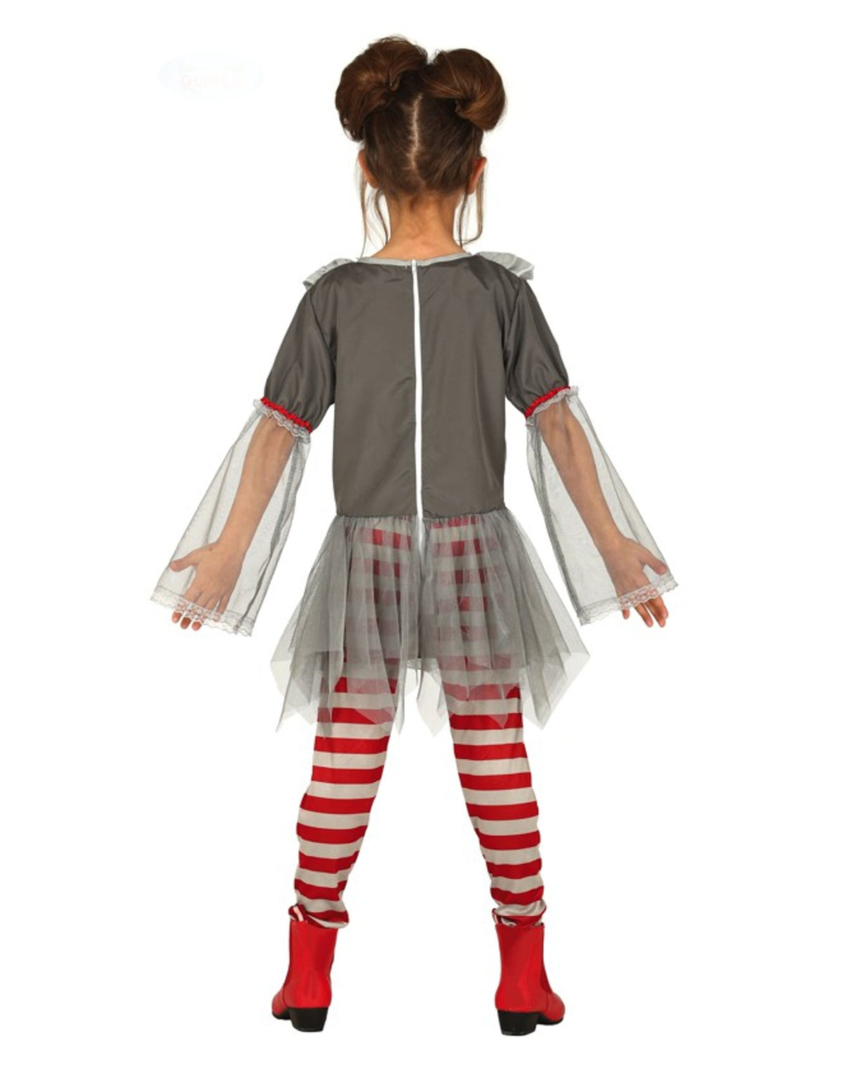 Vue de dos du déguisement de clown psychopathe pour fille