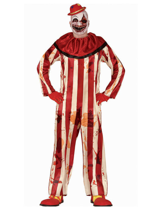 Déguisement clown terrifiant pour adolescent rouge et blanc ensanglanté