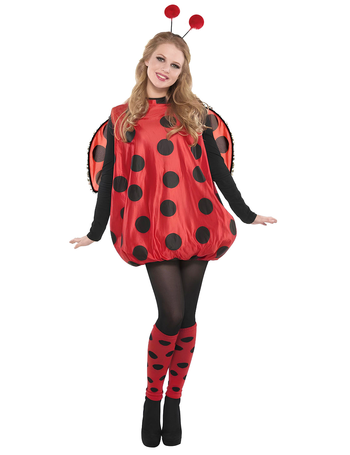 Déguisement coccinelle pour femme rouge à pois noirs avec ailes et serre-tête