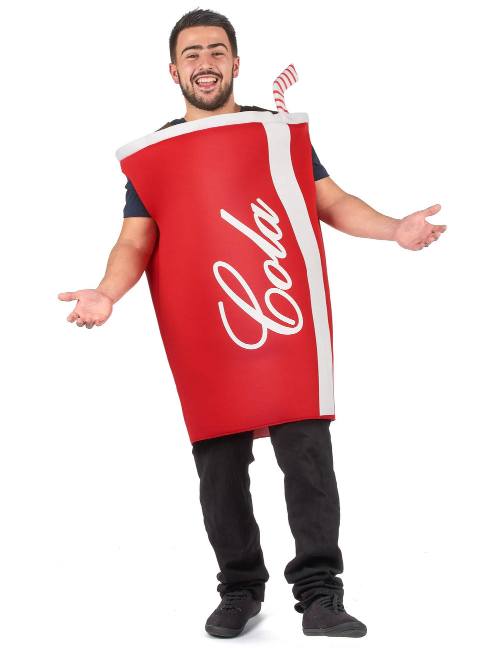 felnőtt piros és fehér cola jelmez szívószállal