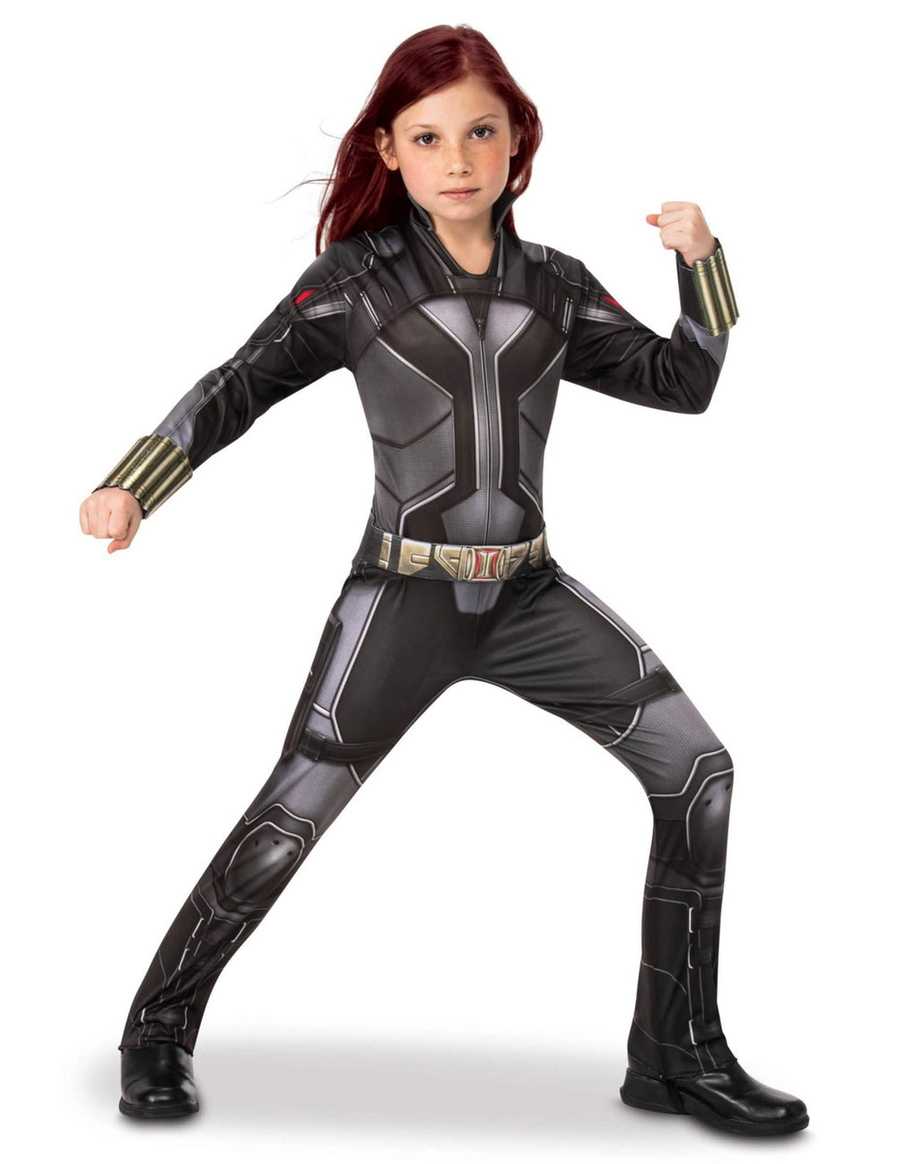 Black Widow™ lánykezeslábas fekete és szürke nyomtatott övvel