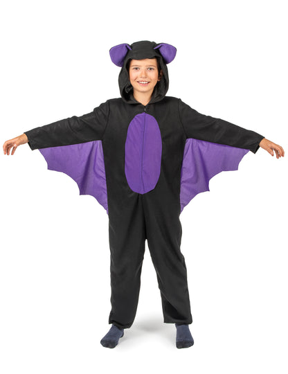 Fekete és lila fiú denevér kombinált jelmez