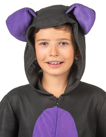 Fekete és lila fiú denevér kombinált jelmez