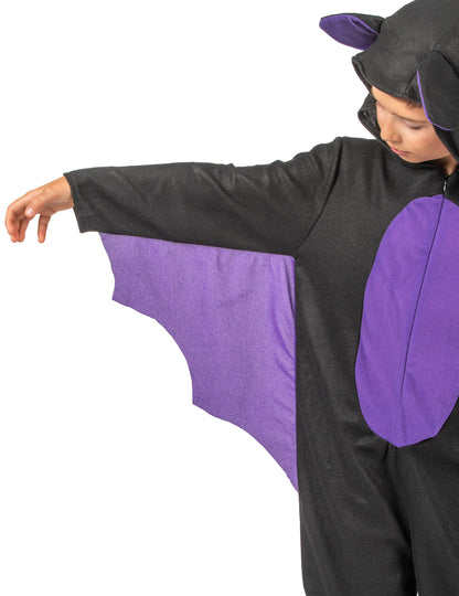 Fekete és lila fiú denevér kombinált jelmez