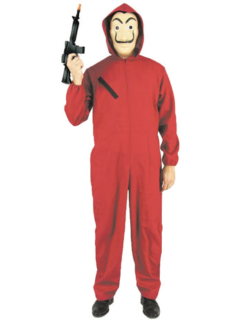 Felnőtt piros rabló overál jelmez 