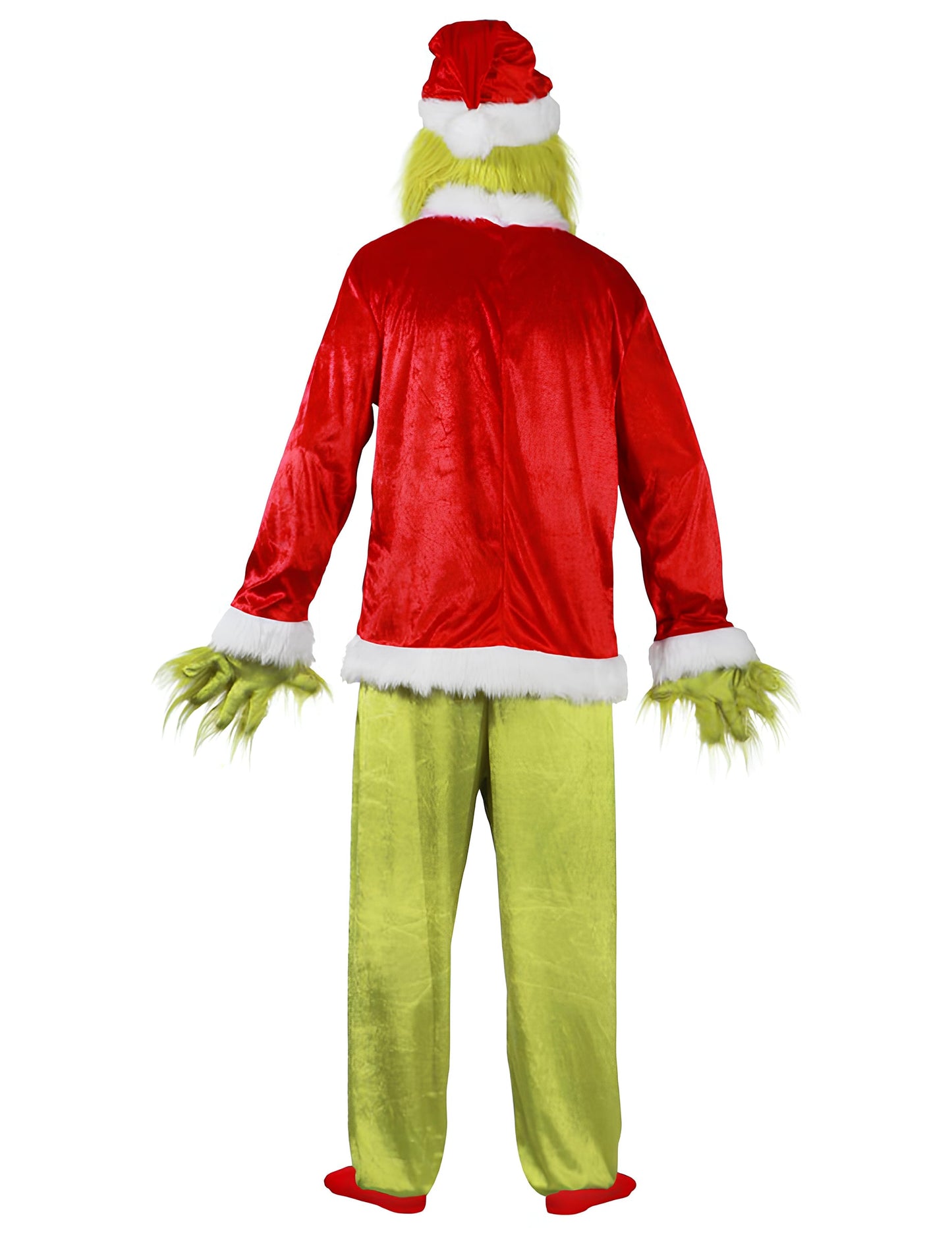 Vue de dos du déguisement complet le Grinch pour adulte