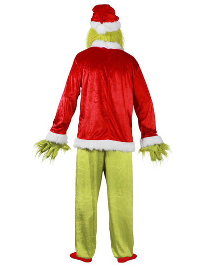 Vue de dos du déguisement complet le Grinch pour adulte