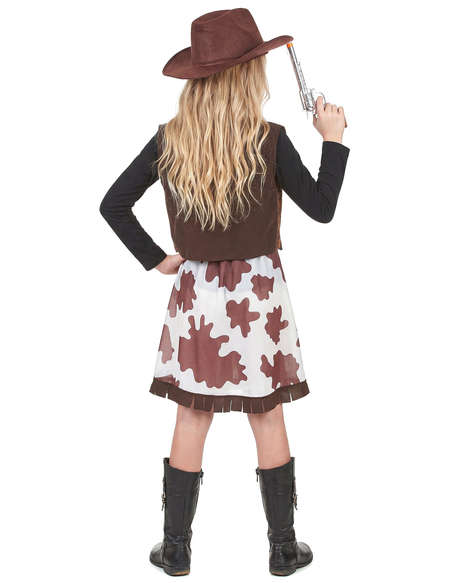 Vue de dos du déguisement cowgirl pour fille