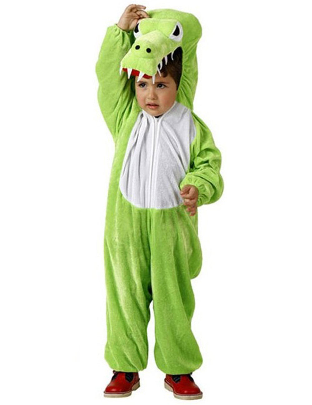 Déguisement crocodile peluche pour enfant vert et blanc