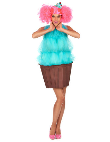 Türkiz cupcake jelmez nő