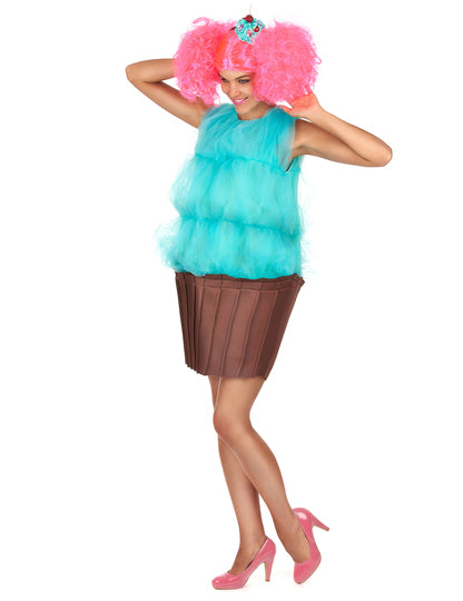 Türkiz cupcake jelmez nő