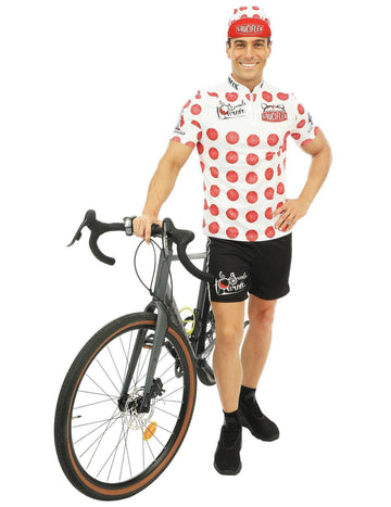 Sauciflex férfi fehér és piros kerékpáros jelmez
