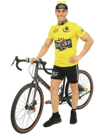 Férfi sárga tricard kerékpáros jelmez