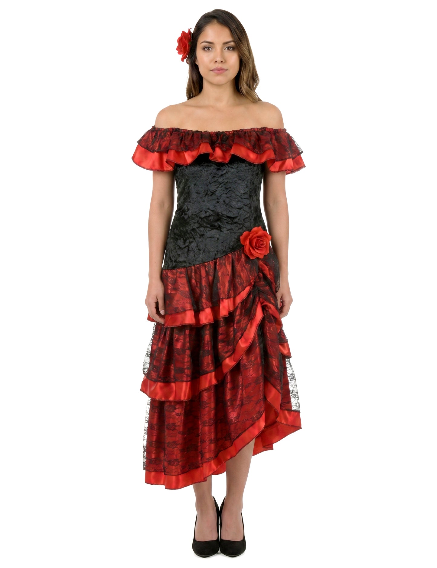 Piros és fekete flamenco flamenco táncos álruhás