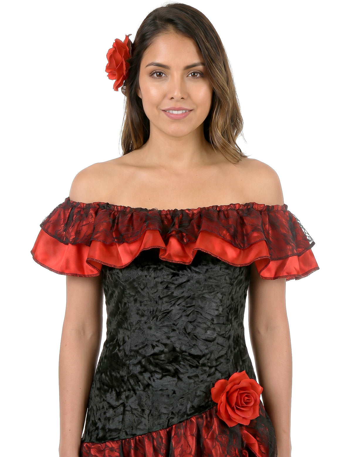 Piros és fekete flamenco flamenco táncos álruhás