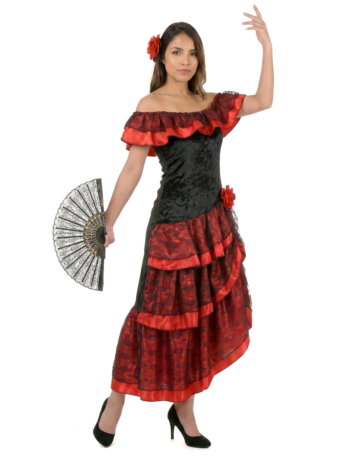 Piros és fekete flamenco flamenco táncos álruhás