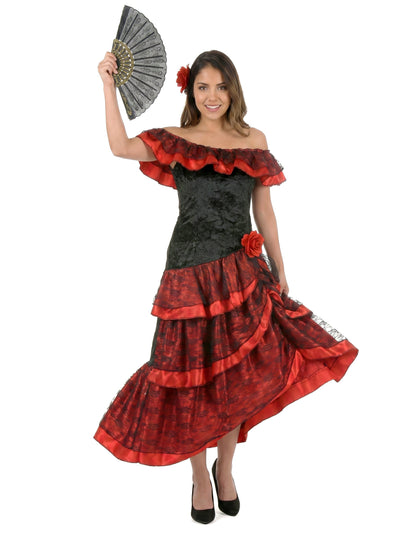 Piros és fekete flamenco flamenco táncos álruhás