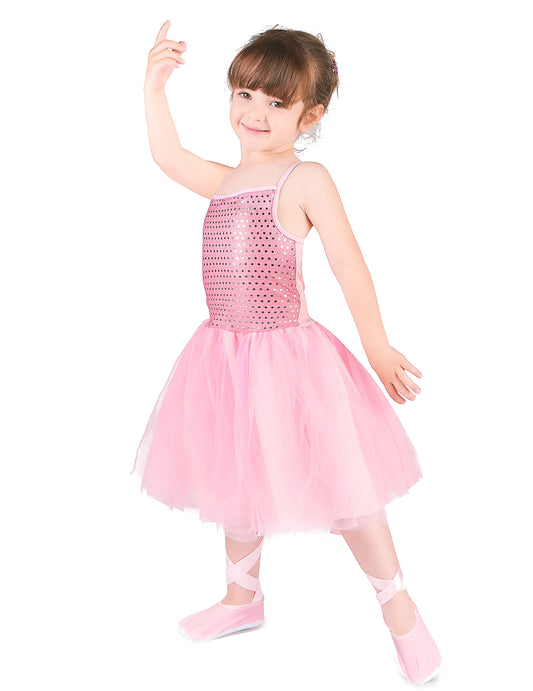 Déguisement de danseuse étoile pour fille rose à paillettes