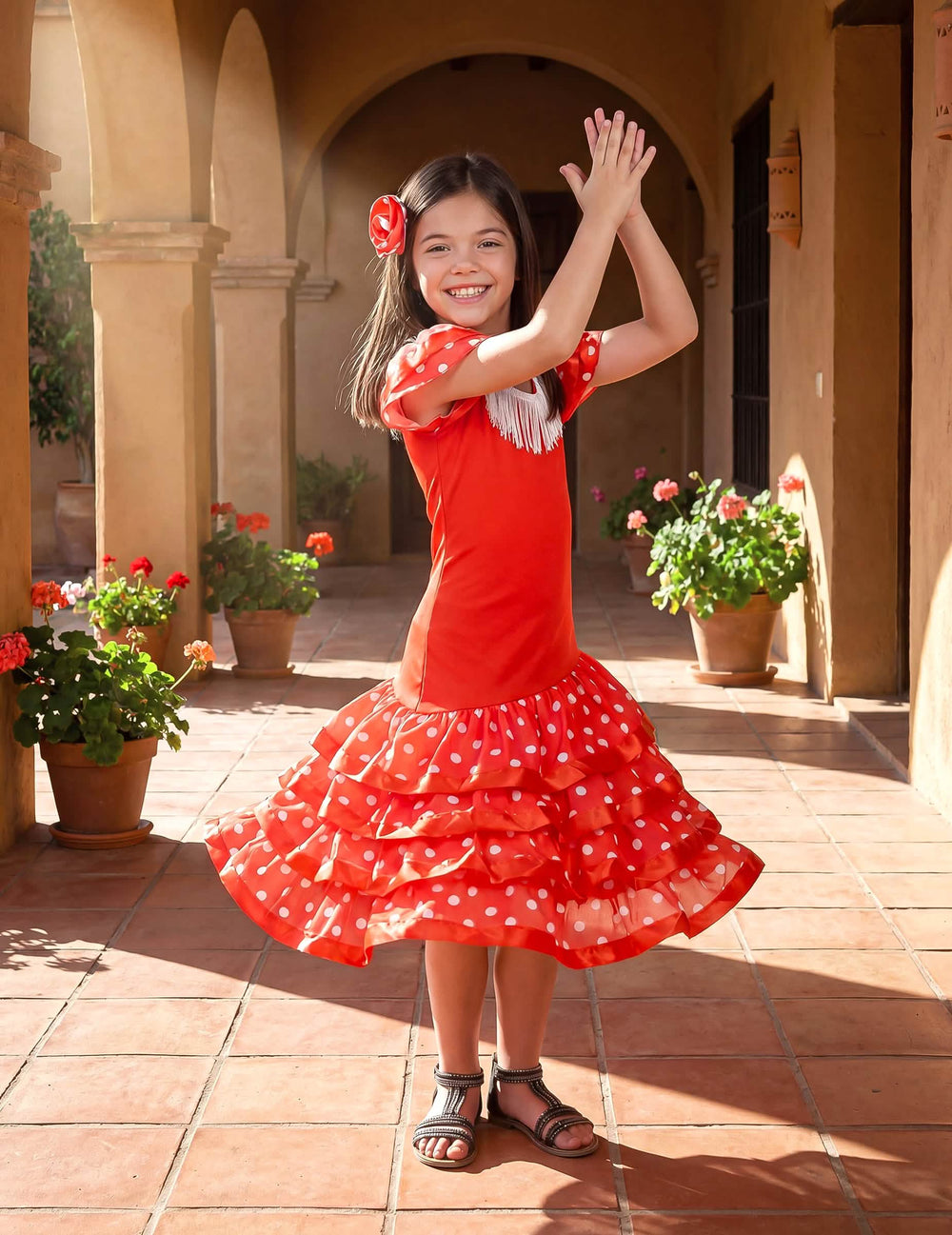 Flamenco táncos jelmezben táncpozícióban