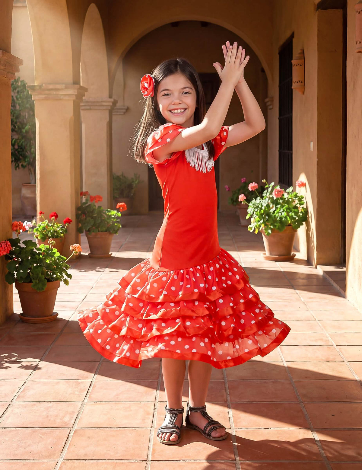 Flamenco táncos jelmezben táncpozícióban