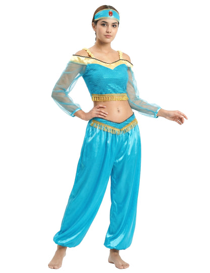 Kék és arany táncos jelmez nő nő