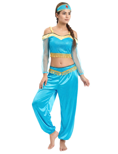Kék és arany táncos jelmez nő nő