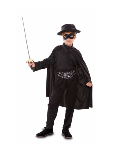 Déguisement de bandit masqué pour garçon noir avec cape masque et chapeau