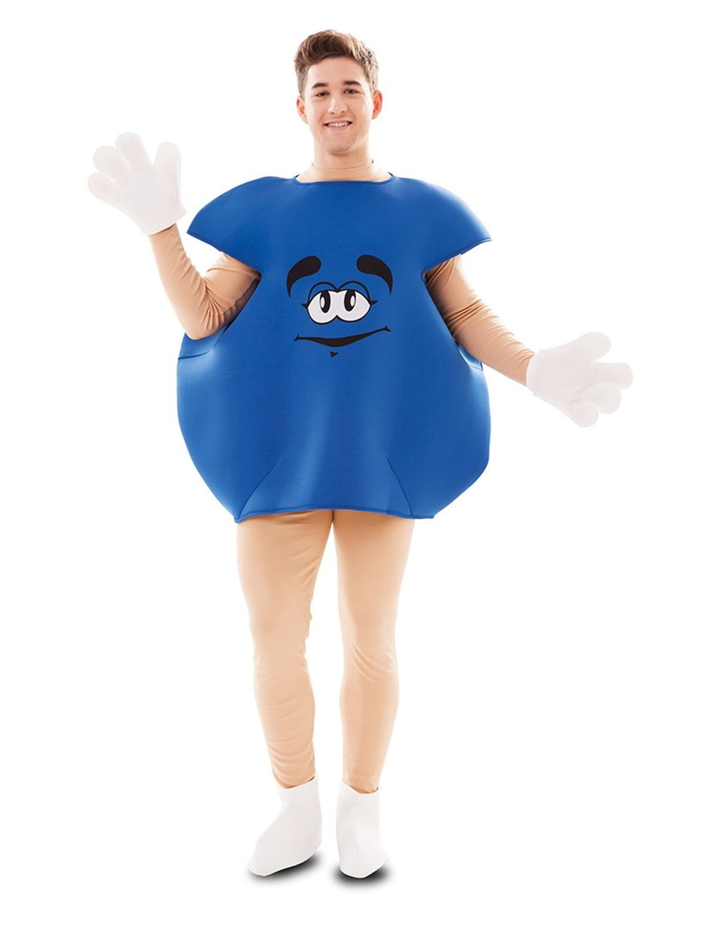 Vue d'ensemble homme et femme du déguisement de bonbon pour adulte bleu