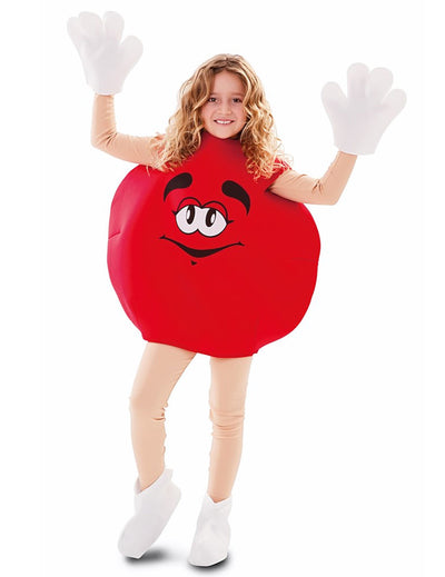 Déguisement de bonbon pour enfant rouge avec gants et surbottes blancs