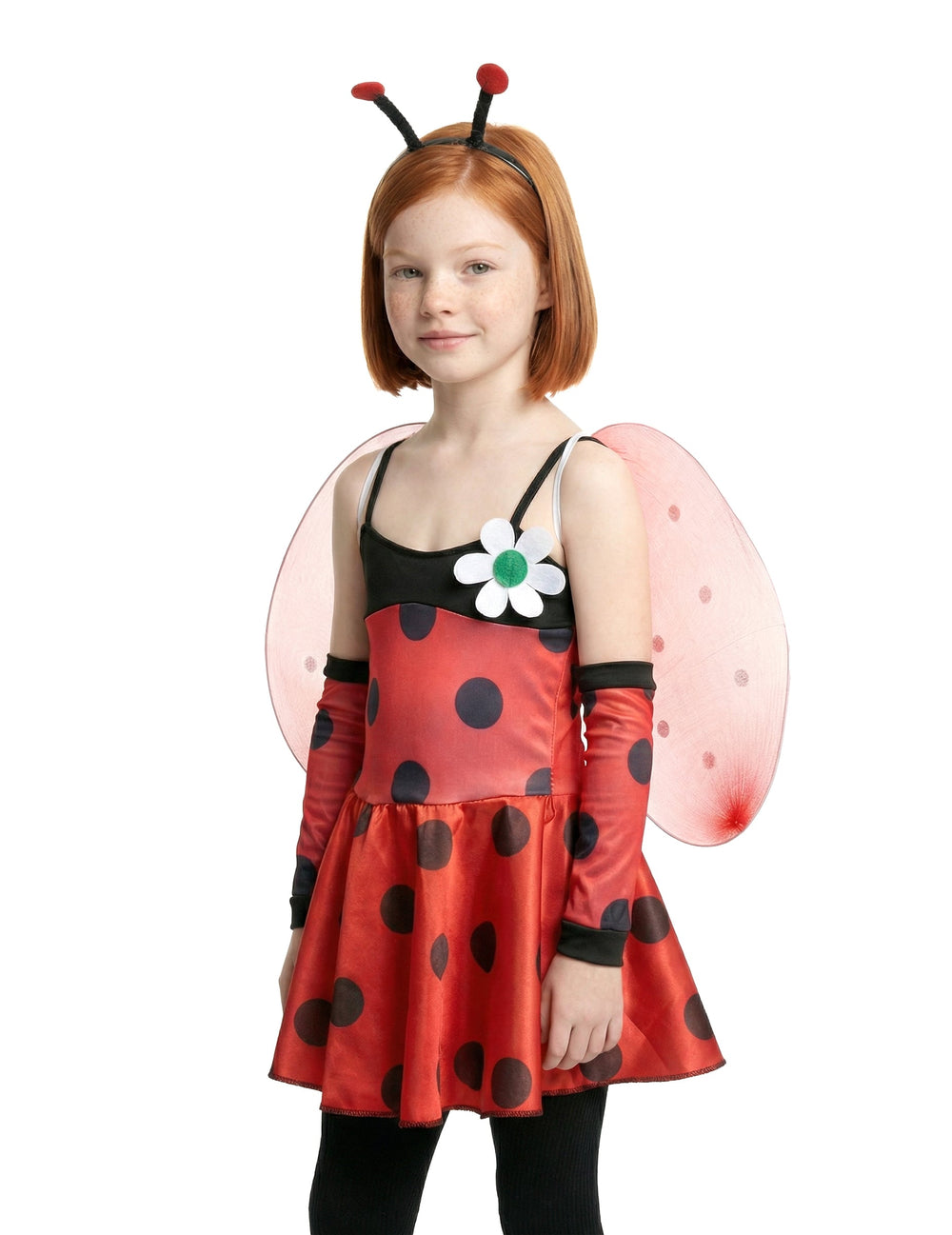Vue de trois-quarts du déguisement de coccinelle pour fille