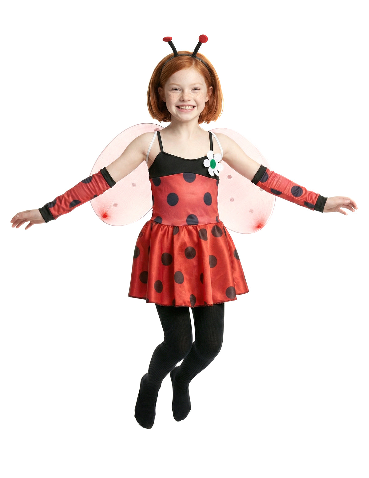 Vue de face du déguisement de coccinelle pour fille
