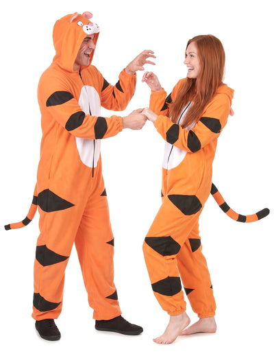 Páros tigris kapucnis overál jelmez