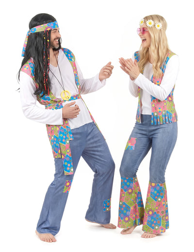 színes hippie pár jelmez felnőtteknek