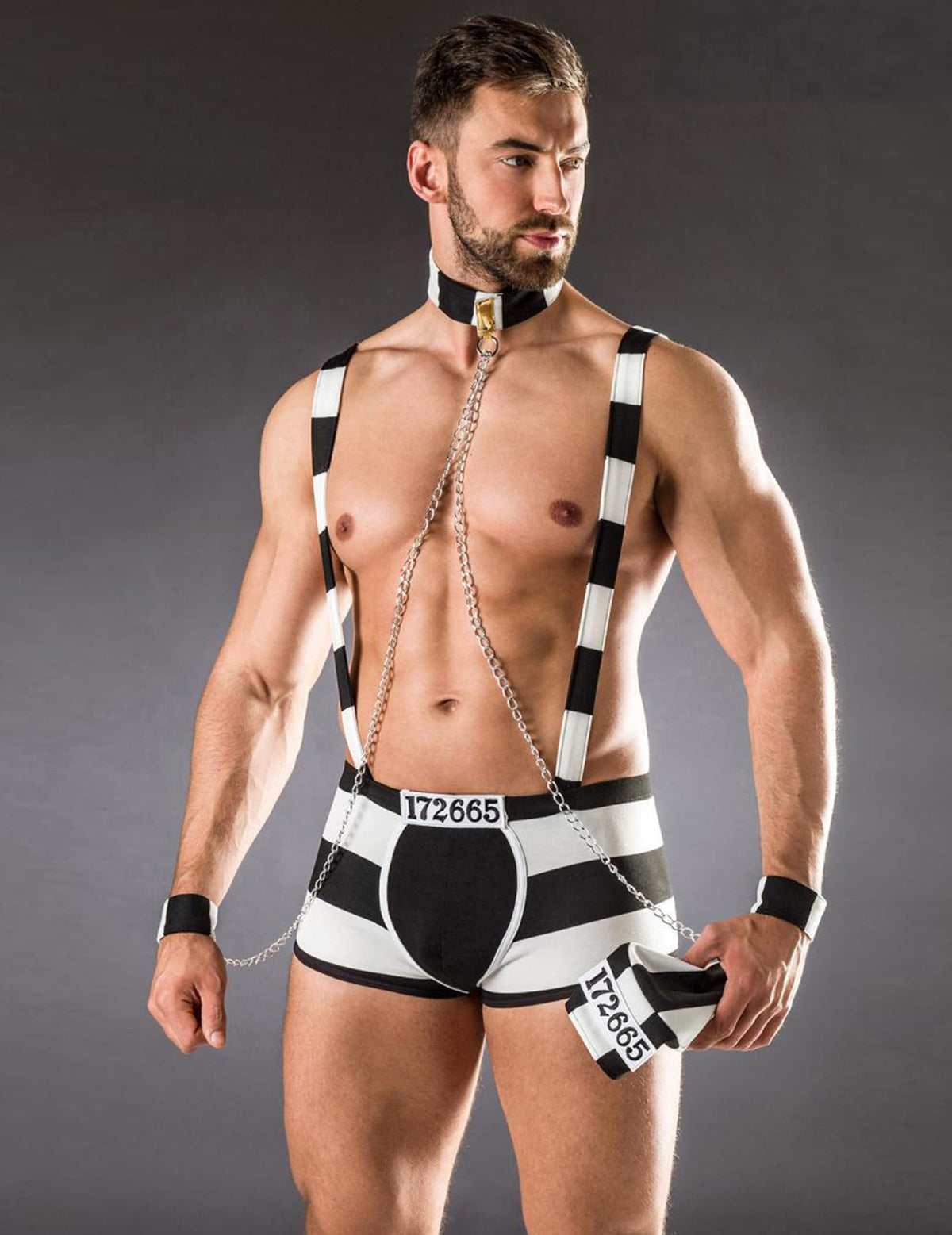 Accessoires et chapeau du déguisement de prisonnier sexy luxe pour homme