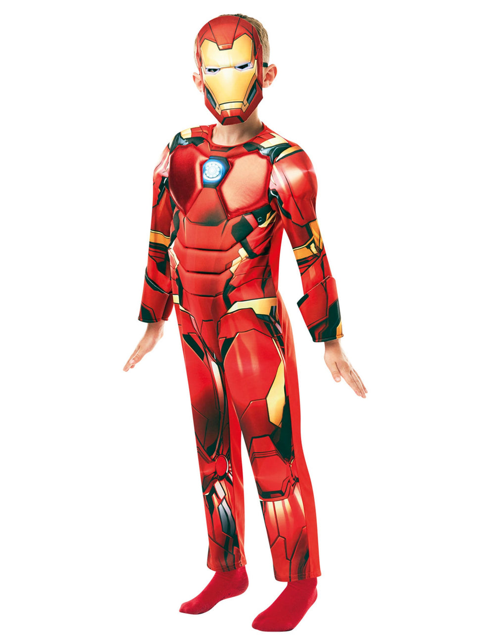Déguisement deluxe Iron Man pour enfant rouge et or avec masque