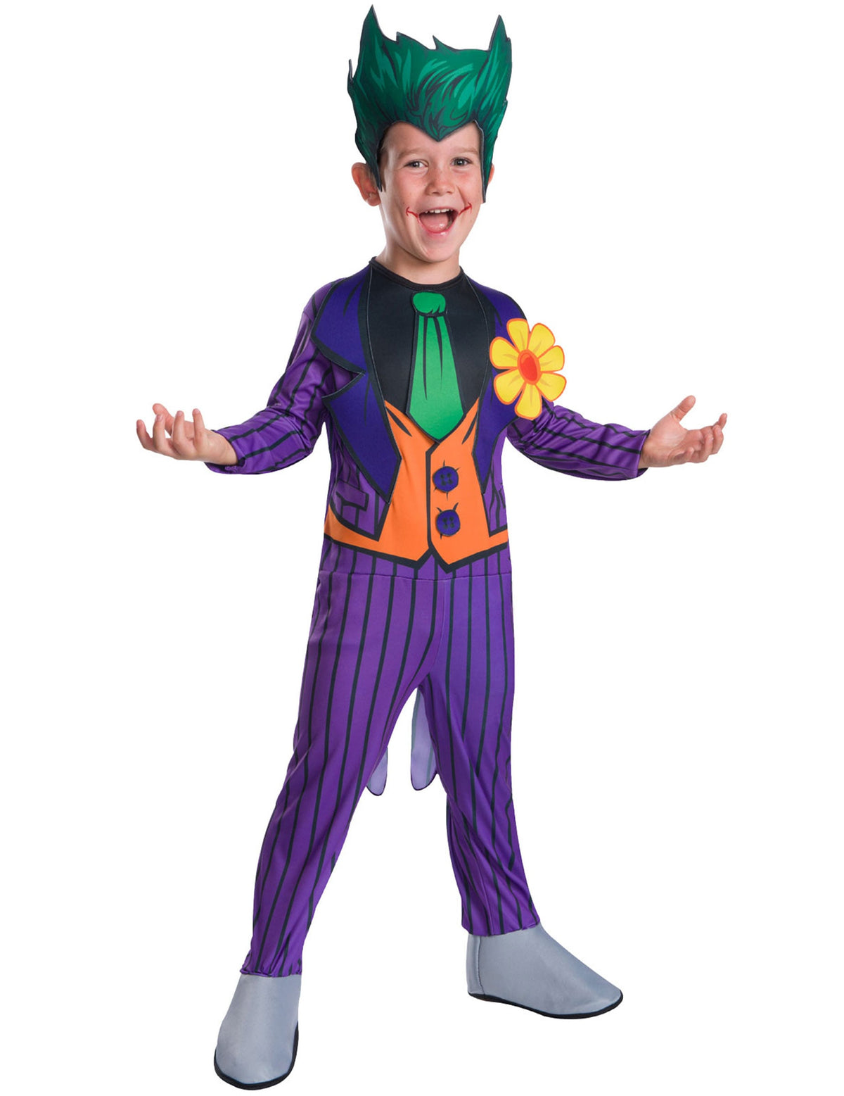 Déguisement deluxe Joker™ pour garçon violet et vert avec coiffe