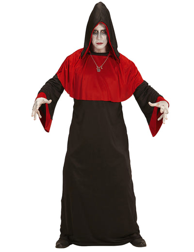Déguisement de démon de l'apocalypse pour adulte noir et rouge avec capuche et collier